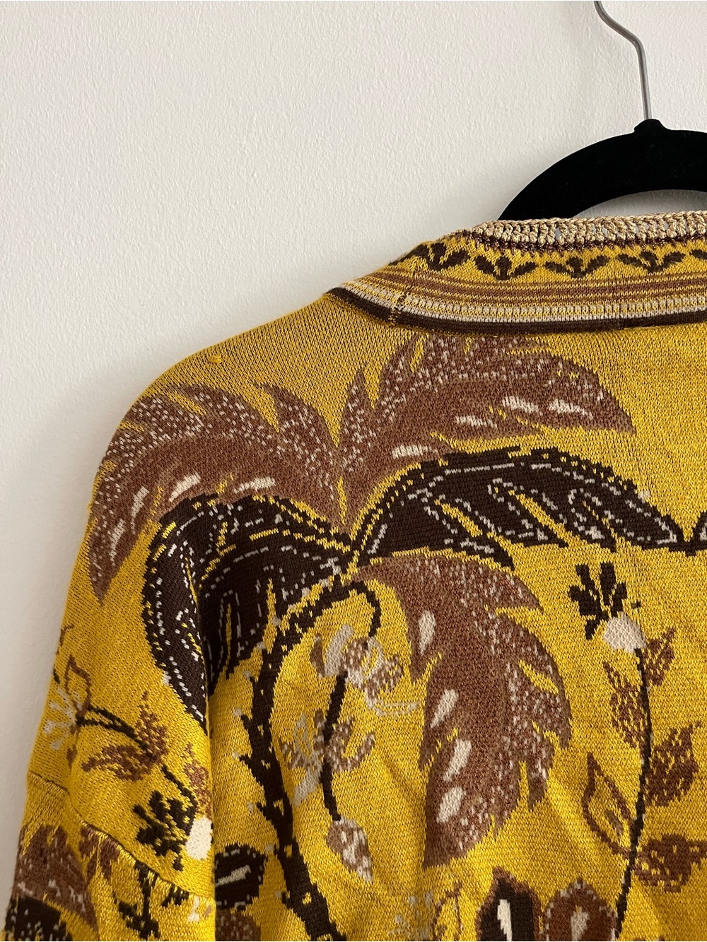 FARM Rio Mustard Floral Jacquard Cropped Cardigan - Picture 3 of 6